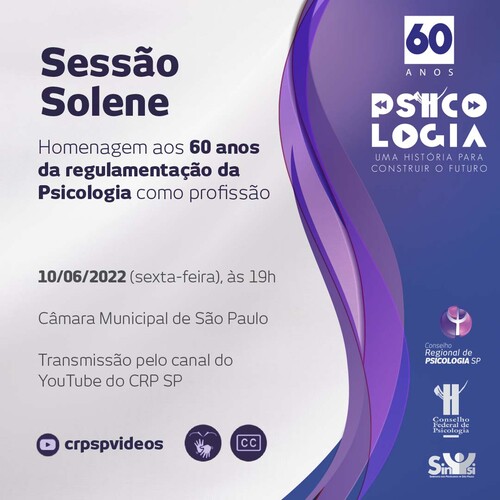 Solenidades na Câmara Municipal de São Paulo e ALESP marcam os 60 anos da regulamentação da Psicologia no Brasil